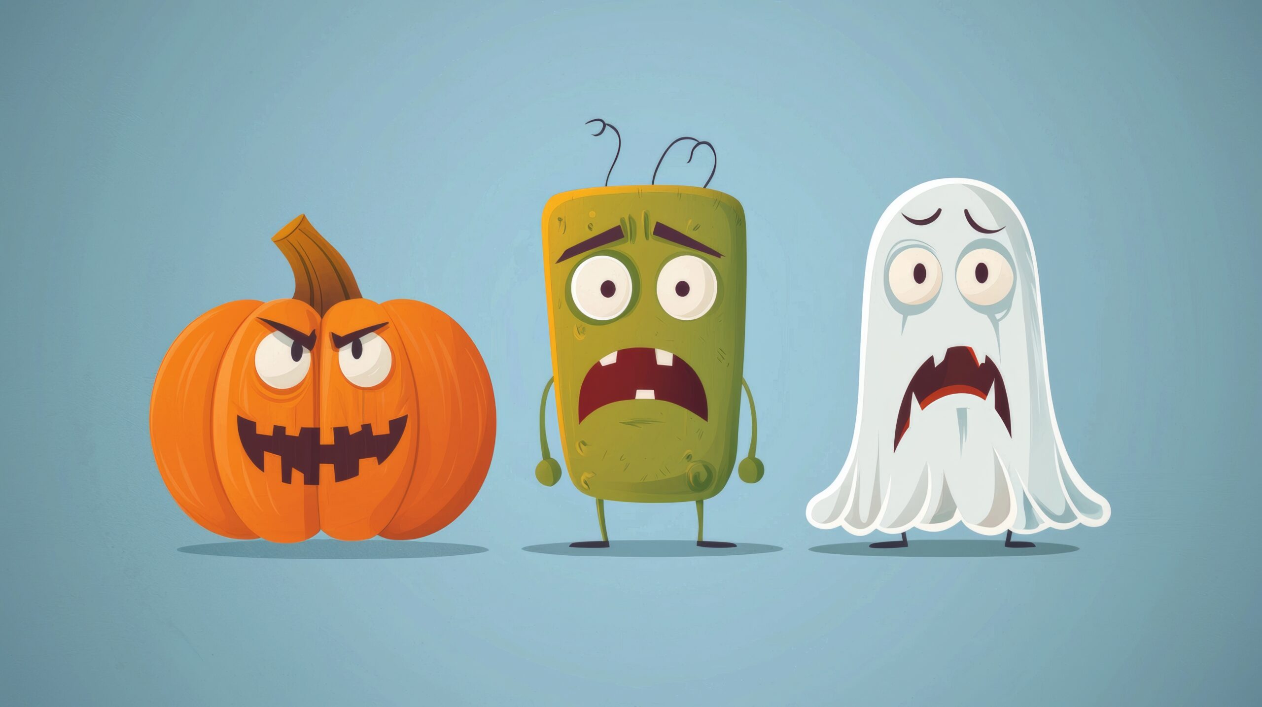 Fun Halloween cartoon characters used in Discovery Smiles Dentistry’s guide to smart candy choices in Tucson.
